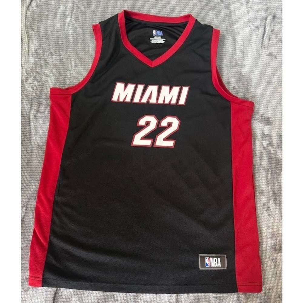NBA Miami Heat Jimmy Butler Basketball Jersey Mens XL‎ Black Red Mesh Sleeveless